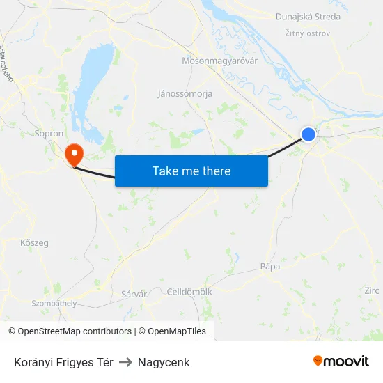 Korányi Frigyes Tér to Nagycenk map