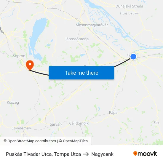 Puskás Tivadar Utca, Tompa Utca to Nagycenk map