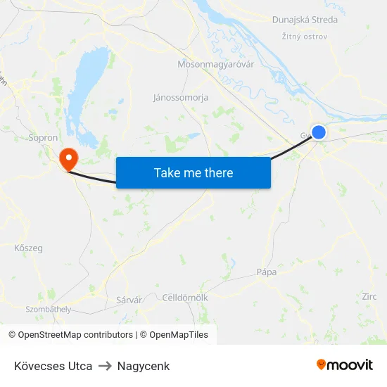 Kövecses Utca to Nagycenk map