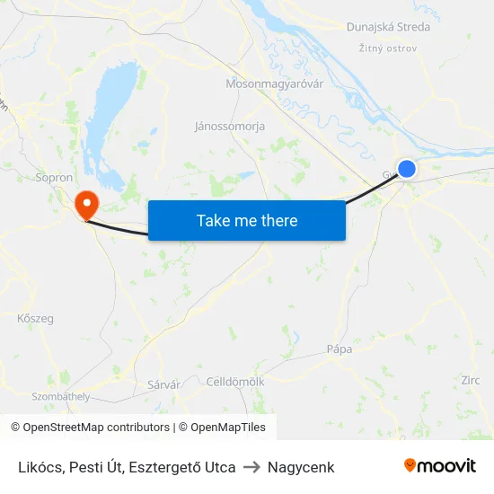 Likócs, Pesti Út, Esztergető Utca to Nagycenk map