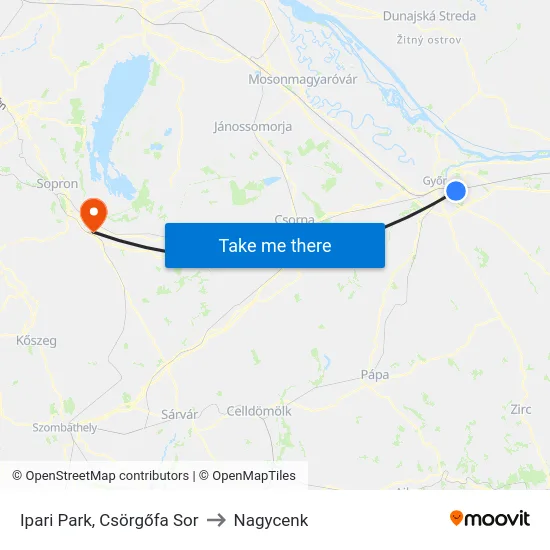 Ipari Park, Csörgőfa Sor to Nagycenk map