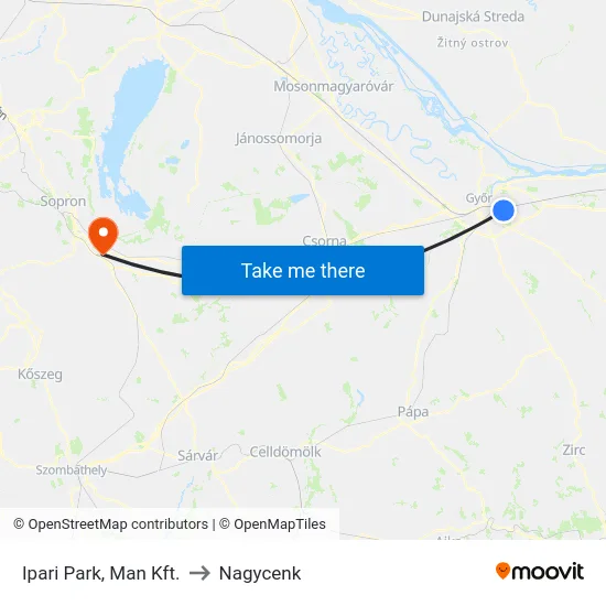 Ipari Park, Man Kft. to Nagycenk map