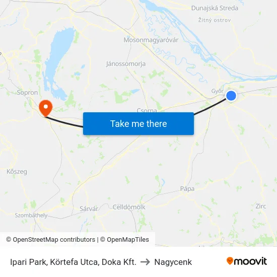 Ipari Park, Körtefa Utca, Doka Kft. to Nagycenk map