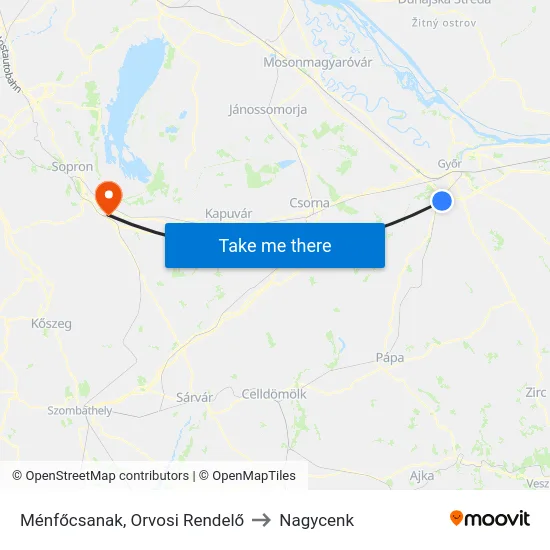 Ménfőcsanak, Orvosi Rendelő to Nagycenk map