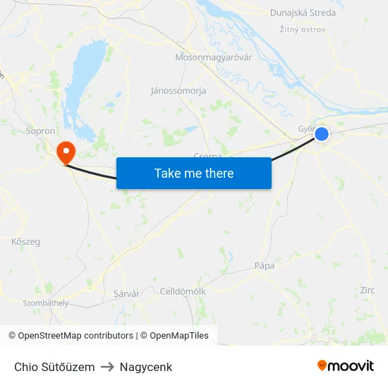 Chio Sütőüzem to Nagycenk map