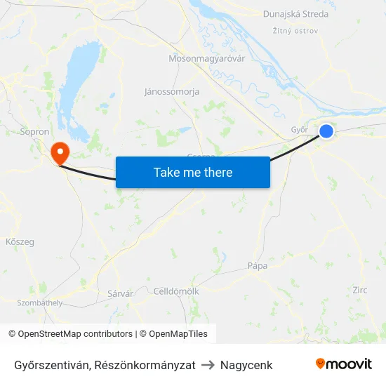 Győrszentiván, Részönkormányzat to Nagycenk map