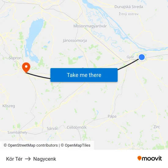 Kör Tér to Nagycenk map
