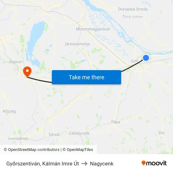 Győrszentiván, Kálmán Imre Út to Nagycenk map