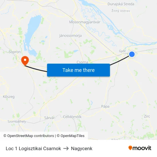 Loc 1 Logisztikai Csarnok to Nagycenk map