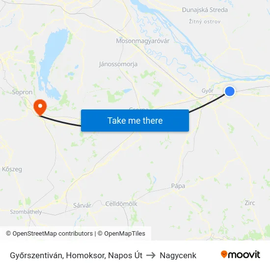 Győrszentiván, Homoksor, Napos Út to Nagycenk map