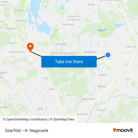 Szárföld to Nagycenk map