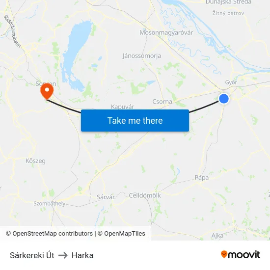 Sárkereki Út to Harka map