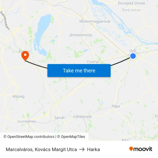 Marcalváros, Kovács Margit Utca to Harka map