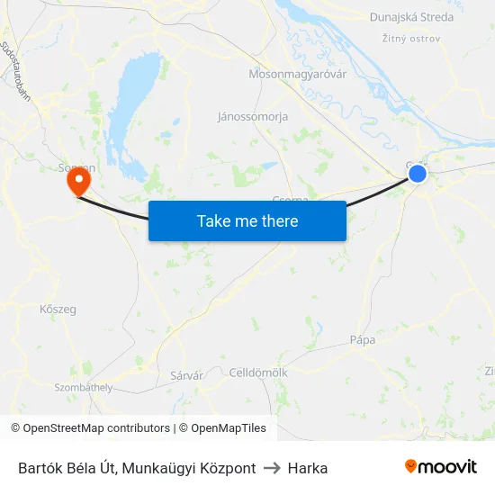 Bartók Béla Út, Munkaügyi Központ to Harka map