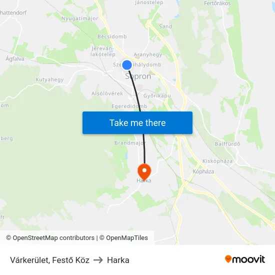 Várkerület, Festő Köz to Harka map