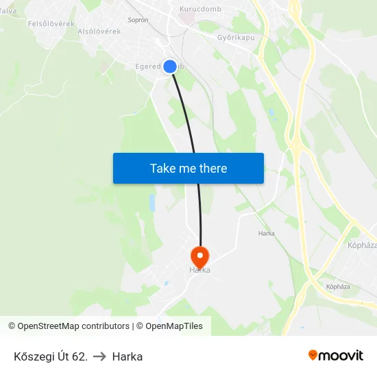 Kőszegi Út 62. to Harka map