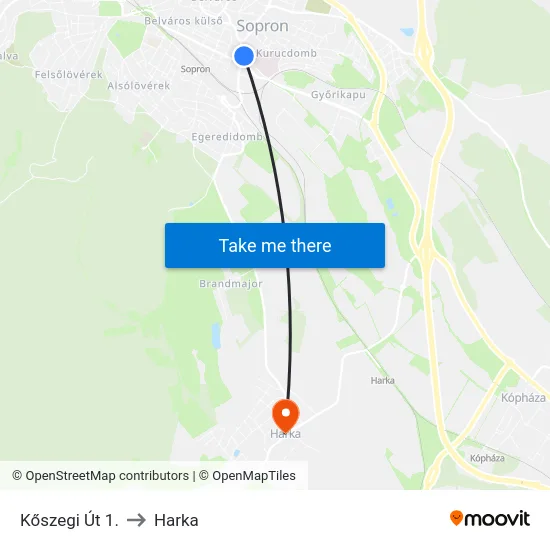 Kőszegi Út 1. to Harka map