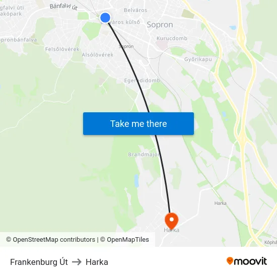 Frankenburg Út to Harka map