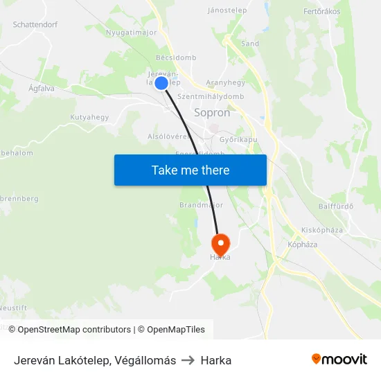 Jereván Lakótelep, Végállomás to Harka map