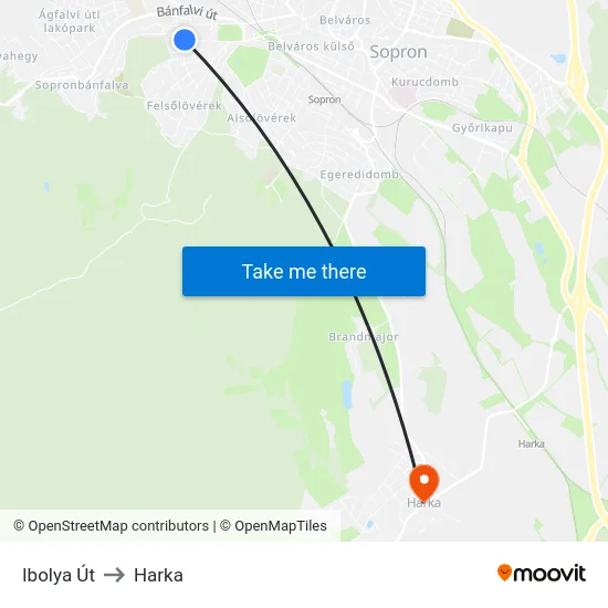 Ibolya Út to Harka map