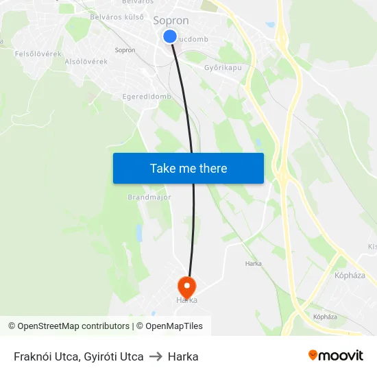 Fraknói Utca, Gyiróti Utca to Harka map