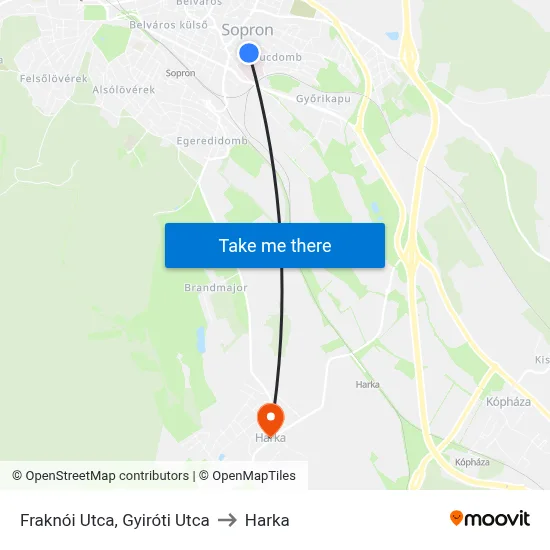 Fraknói Utca, Gyiróti Utca to Harka map