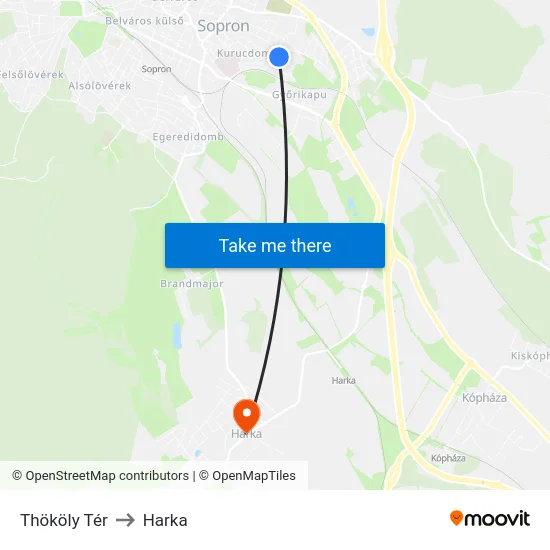 Thököly Tér to Harka map