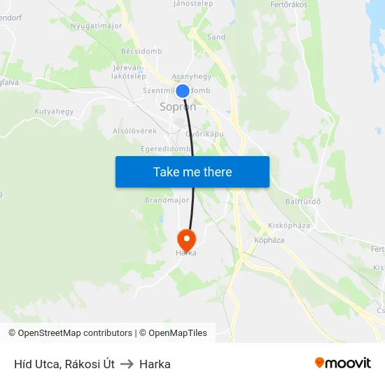 Híd Utca, Rákosi Út to Harka map