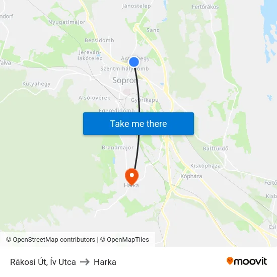 Rákosi Út, Ív Utca to Harka map