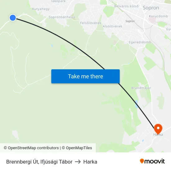 Brennbergi Út, Ifjúsági Tábor to Harka map
