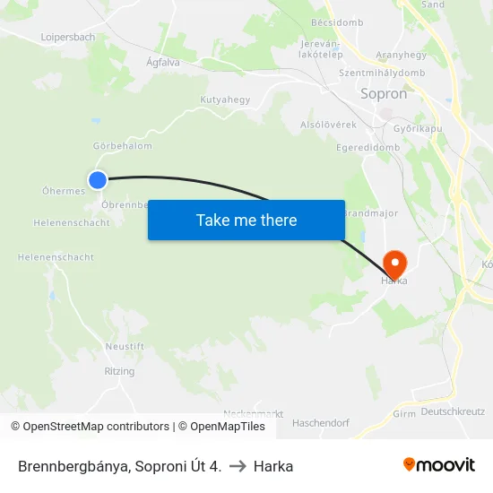 Brennbergbánya, Soproni Út 4. to Harka map