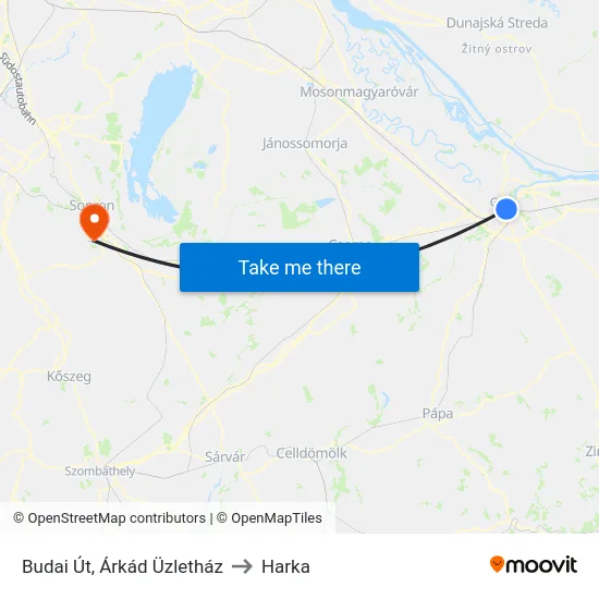 Budai Út, Árkád Üzletház to Harka map
