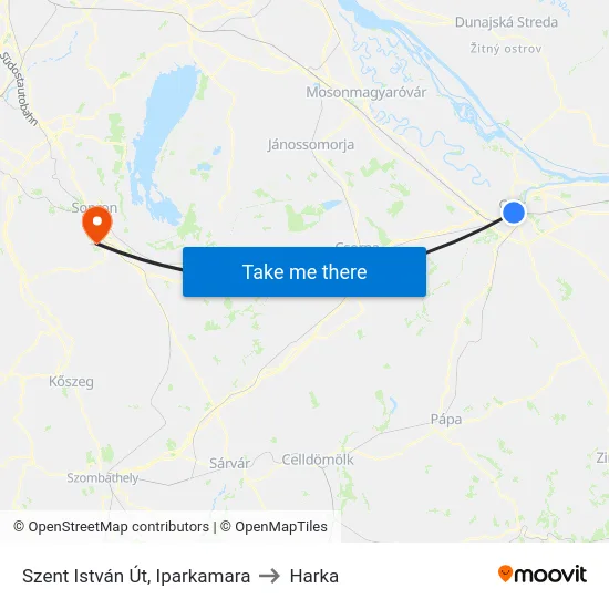 Szent István Út, Iparkamara to Harka map