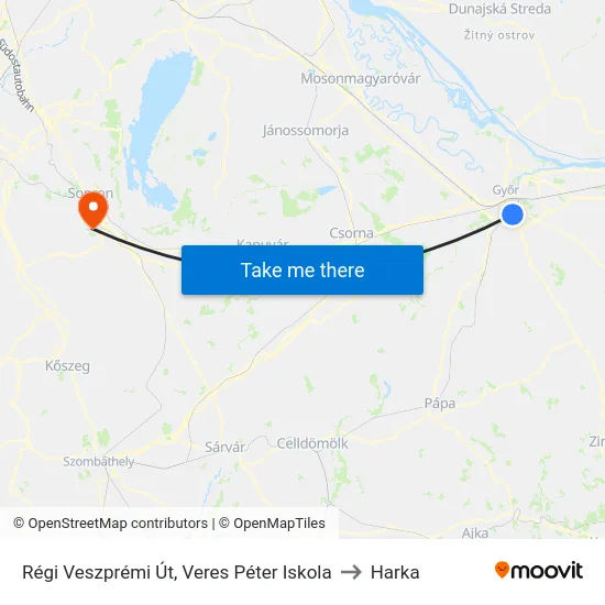 Régi Veszprémi Út, Veres Péter Iskola to Harka map