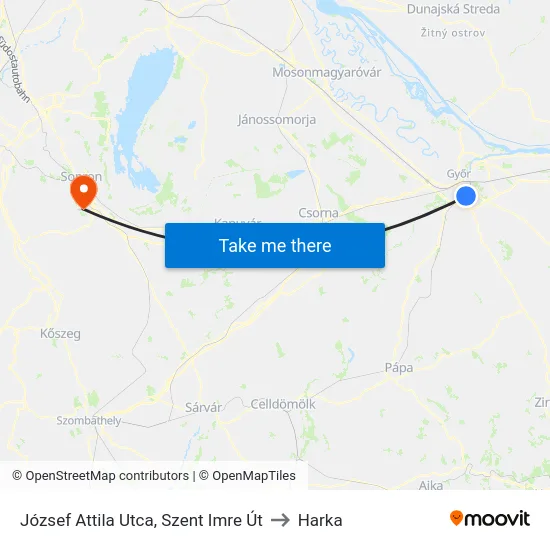 József Attila Utca, Szent Imre Út to Harka map