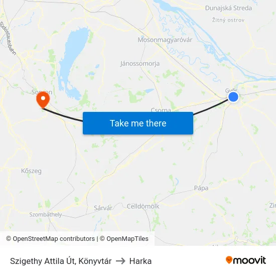 Szigethy Attila Út, Könyvtár to Harka map