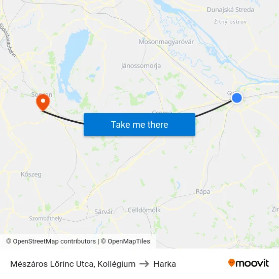 Mészáros Lőrinc Utca, Kollégium to Harka map