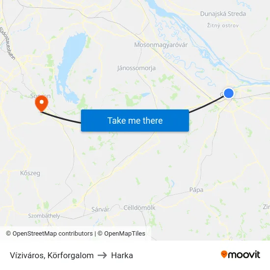 Víziváros, Körforgalom to Harka map