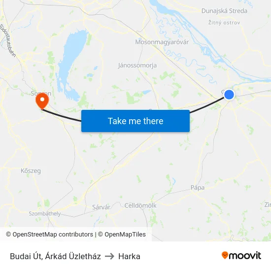 Budai Út, Árkád Üzletház to Harka map
