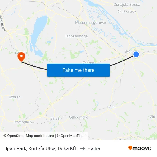 Ipari Park, Körtefa Utca, Doka Kft. to Harka map