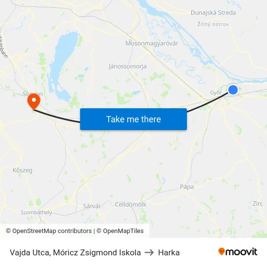 Vajda Utca, Móricz Zsigmond Iskola to Harka map