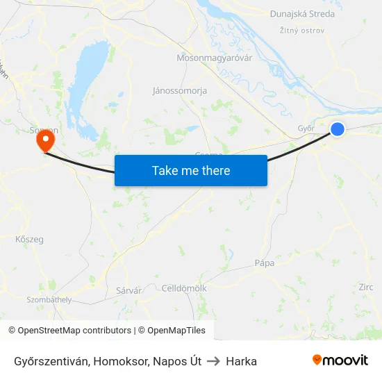 Győrszentiván, Homoksor, Napos Út to Harka map