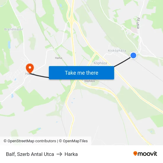 Balf, Szerb Antal Utca to Harka map