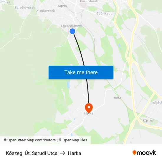 Kőszegi Út, Sarudi Utca to Harka map