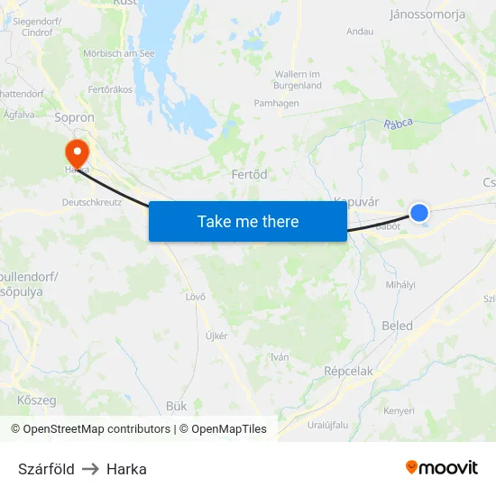 Szárföld to Harka map
