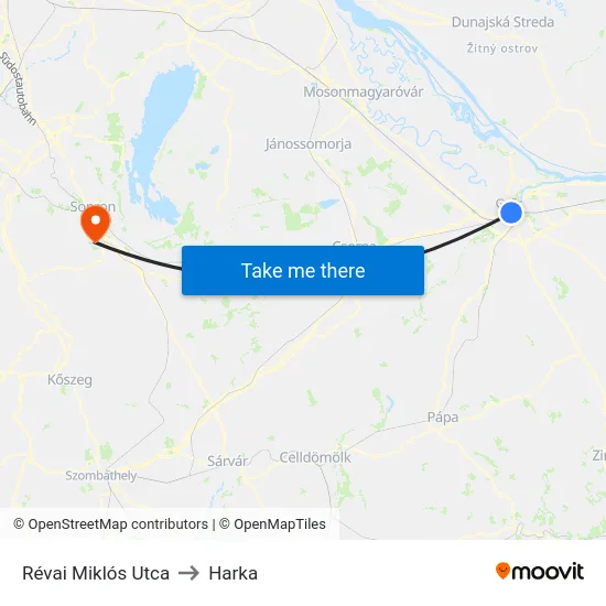 Révai Miklós Utca to Harka map
