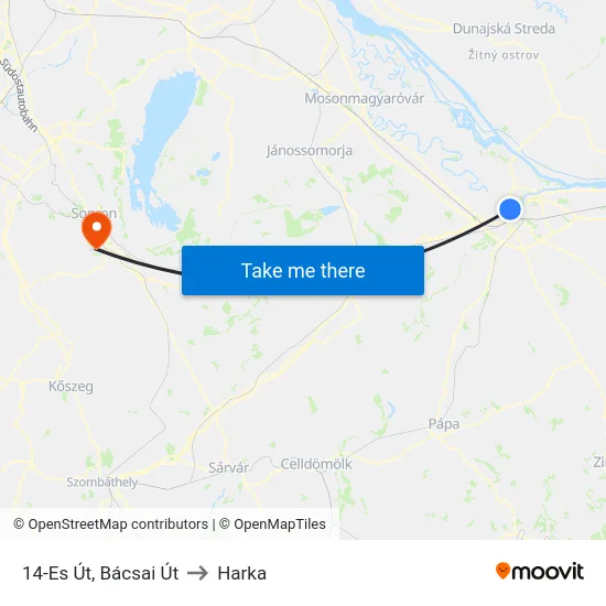 14-Es Út, Bácsai Út to Harka map