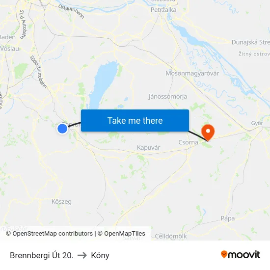 Brennbergi Út 20. to Kóny map