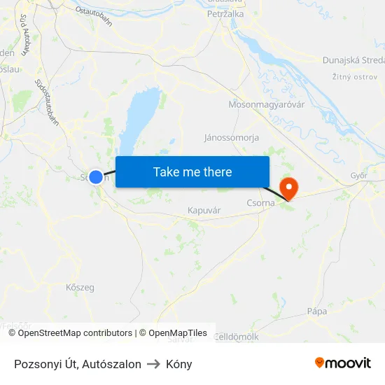 Pozsonyi Út, Autószalon to Kóny map