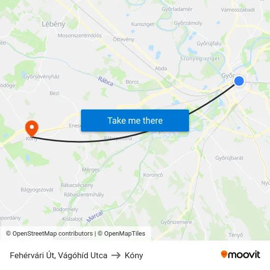 Fehérvári Út, Vágóhíd Utca to Kóny map